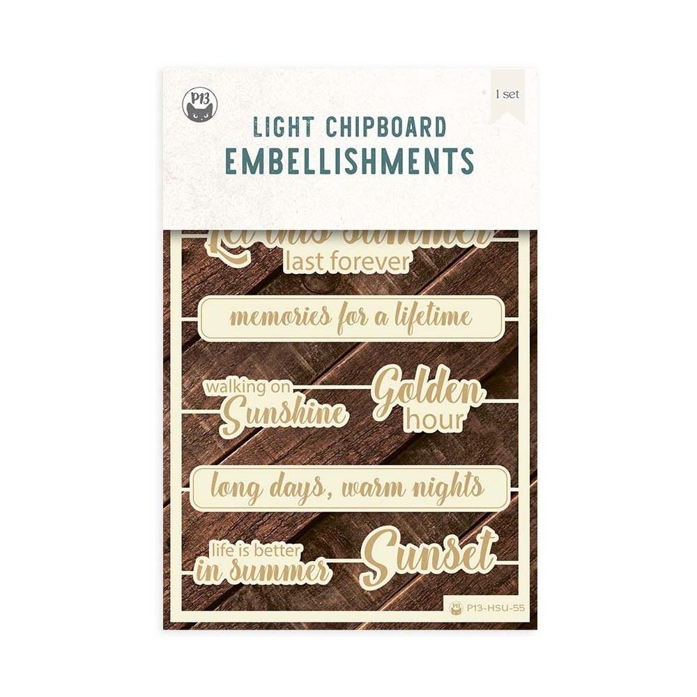 P13 'Hello Summer' chipboard embellishments