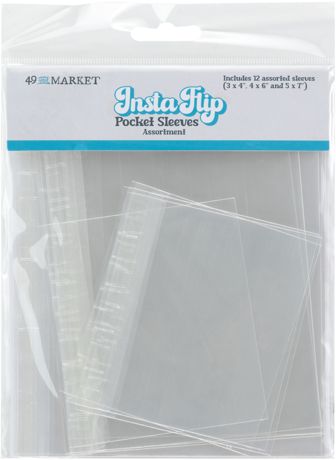 49 and Market assorted insta flip pocket sleeves (12) 3x4, 4x6, 5x7