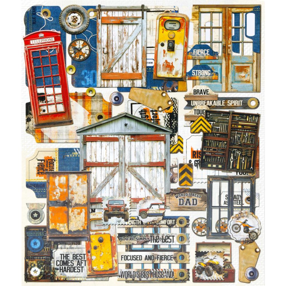 49 and Market 'Rust and Revs 02' diecuts
