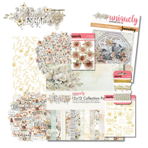 Uniquely Creative January 'Bohemian Escape' creative kit