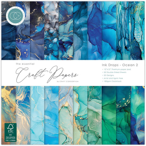 Craft Consortium 'Ink Drops - Ocean 2' 12x12 paper pad