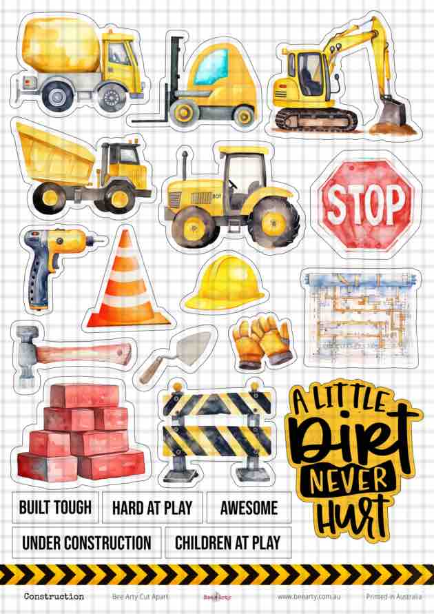 BeeArty A4 cut-apart sheet - construction