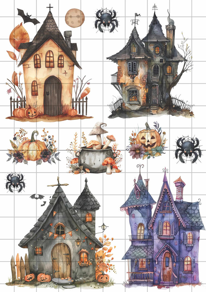 BeeArty A4 cut-apart sheet - haunted houses