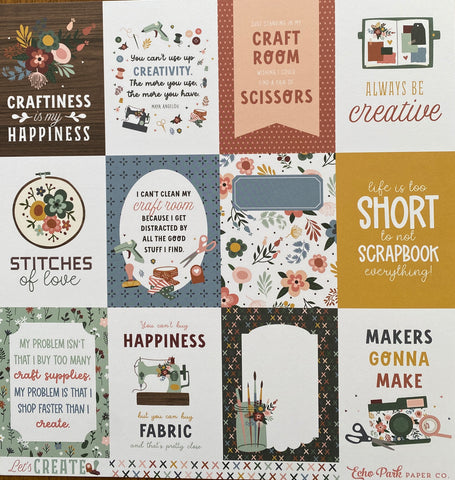 Echo Park ‘Let’s Create’ 3x4 journaling cards ds pp