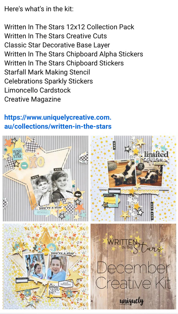 Uniquely Creative December ‘Written in the stars’ creative kit