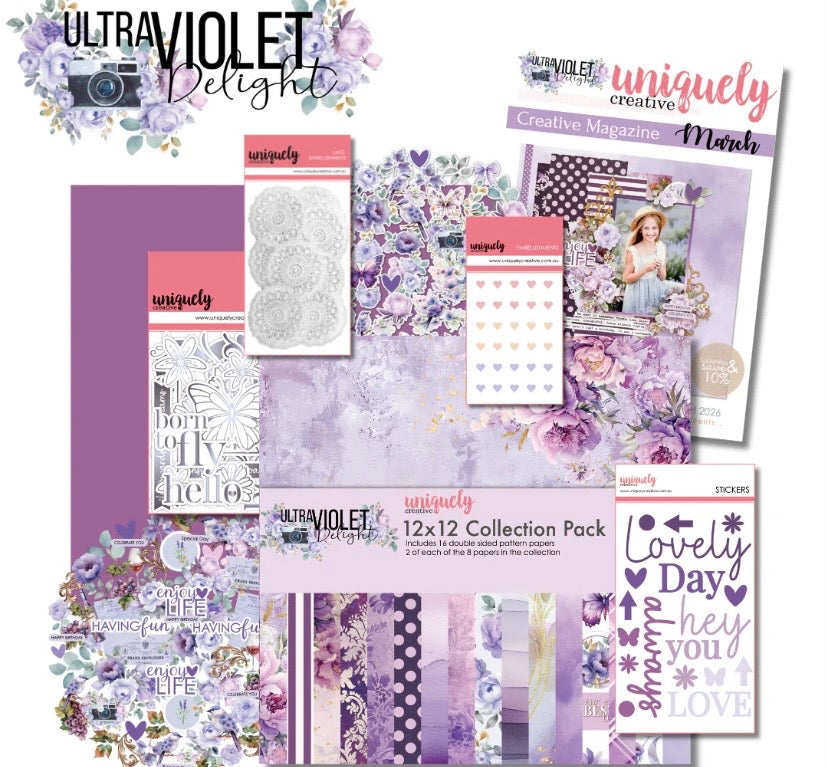 Uniquely Creative March ‘Ultra violet delight’ creative kit