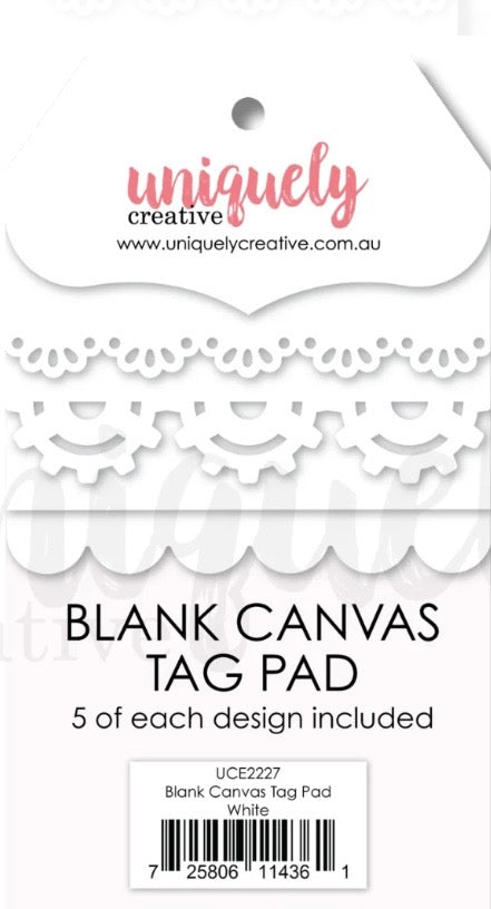 Uniquely Creative white canvas tags