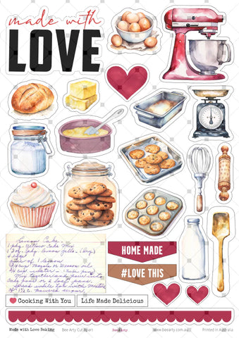 BeeArty A4 cut-apart sheet - made with love, baking