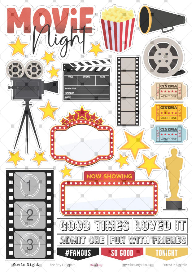 BeeArty A4 cut-apart sheet - movie night