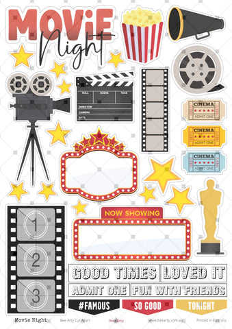 BeeArty A4 cut-apart sheet - movie night