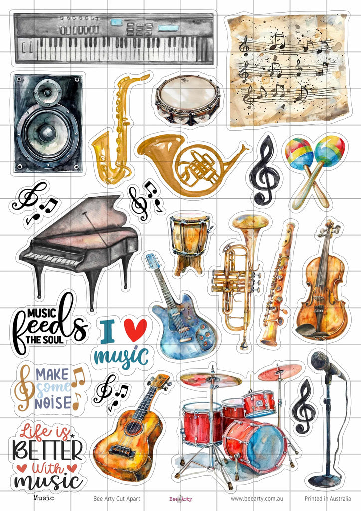 BeeArty A4 cut-apart sheet - music