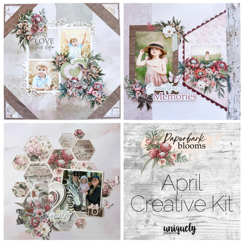 Uniquely Creative 'Paperbark Blooms' April creative kit