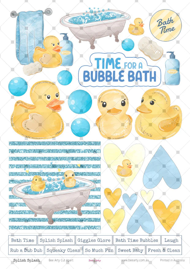 BeeArty A4 cut-apart sheet - splish splash