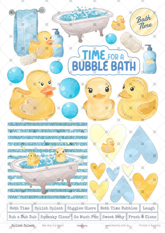 BeeArty A4 cut-apart sheet - splish splash