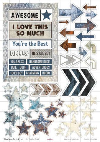 BeeArty A4 cut-apart sheet - timeless grit mini