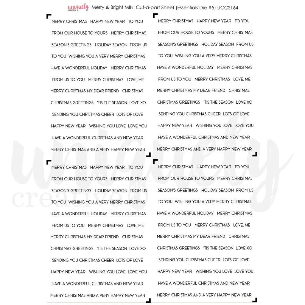 Uniquely Creative Merry & Bright mini cut-apart sheet