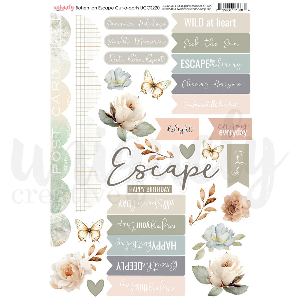 Uniquely Creative Bohemian Escape cut-a-part sheet