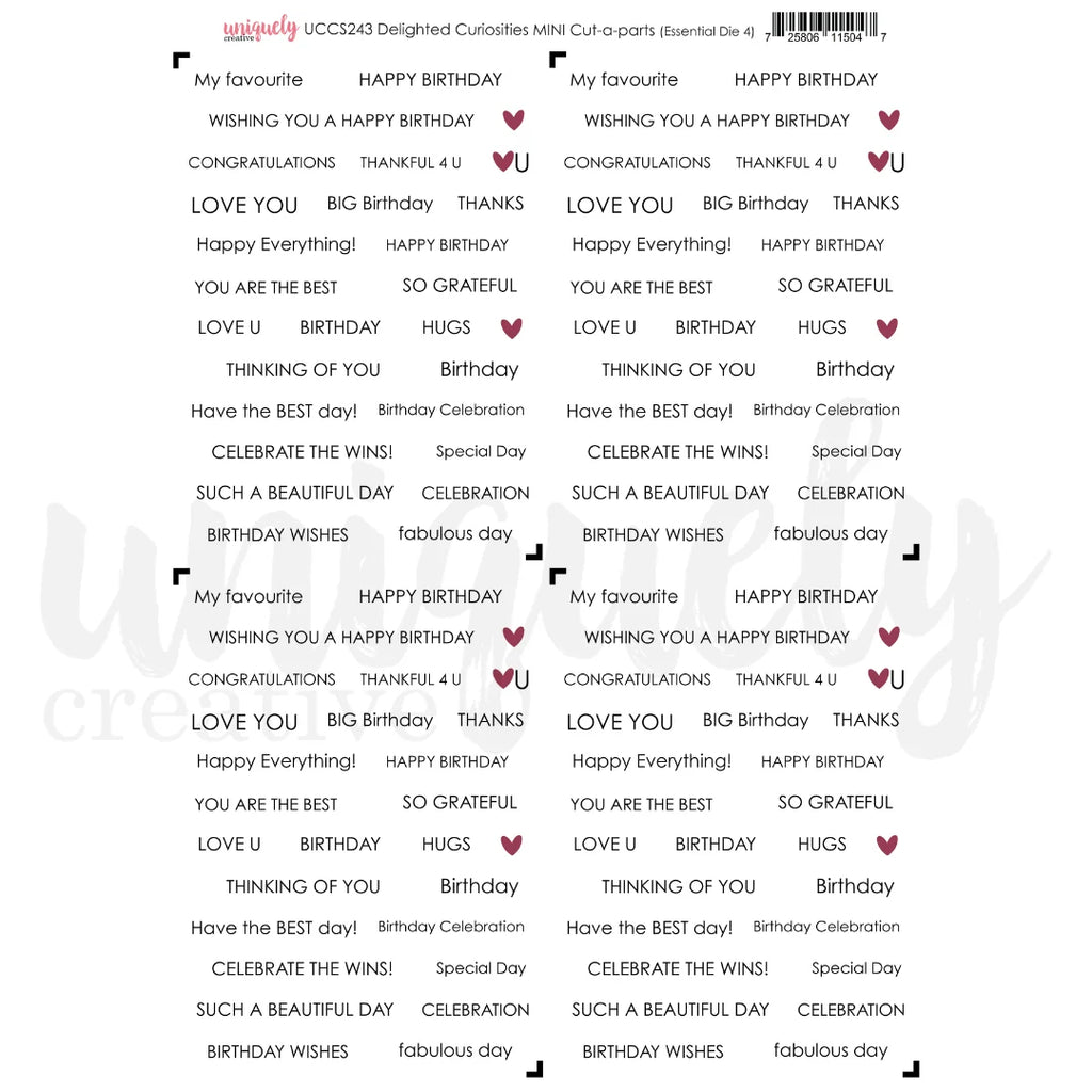 Uniquely Creative 'Delighted Curiosities' cut-a-part mini sheet
