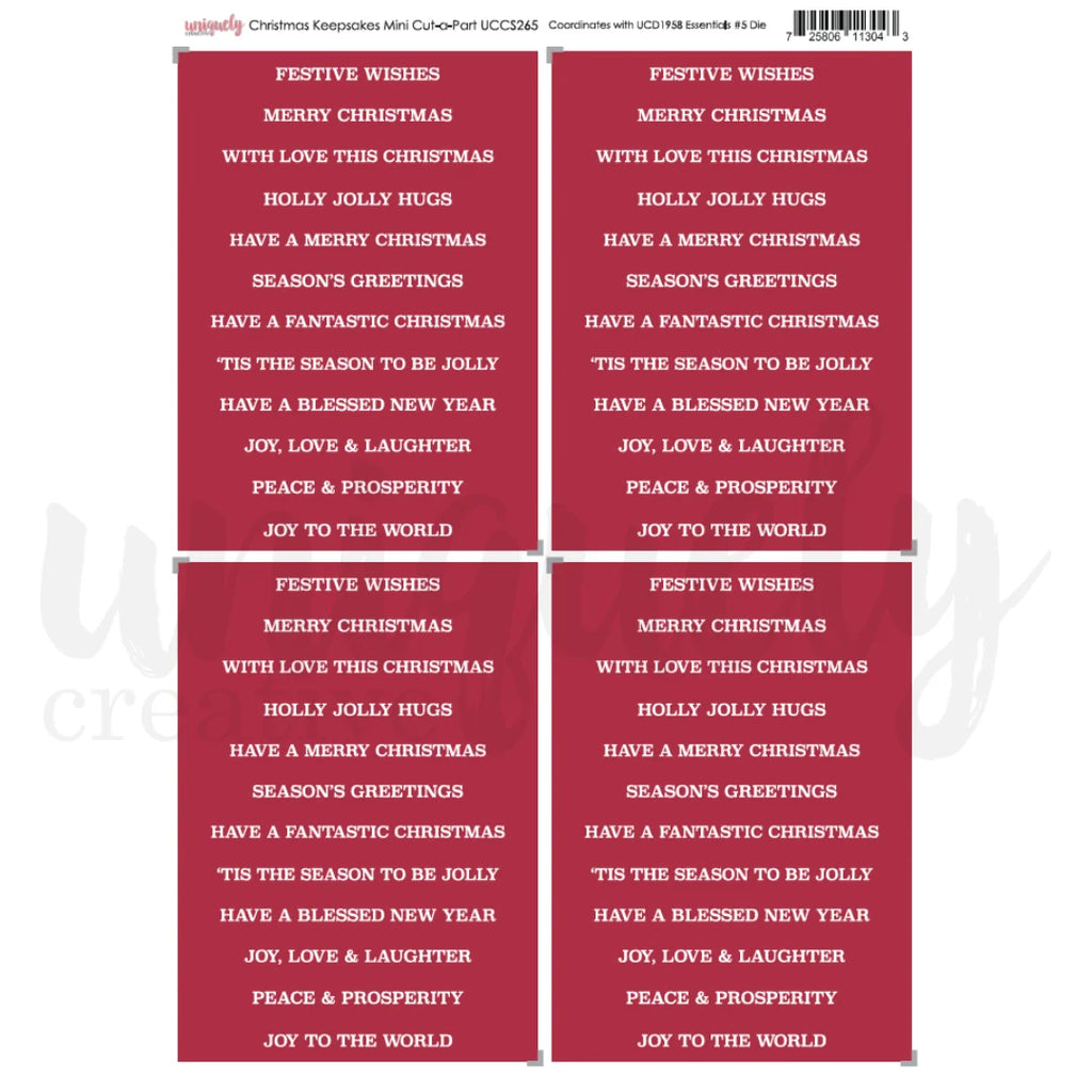 Uniquely Creative 'Christmas Keepsakes' mini cut-a-part sheet
