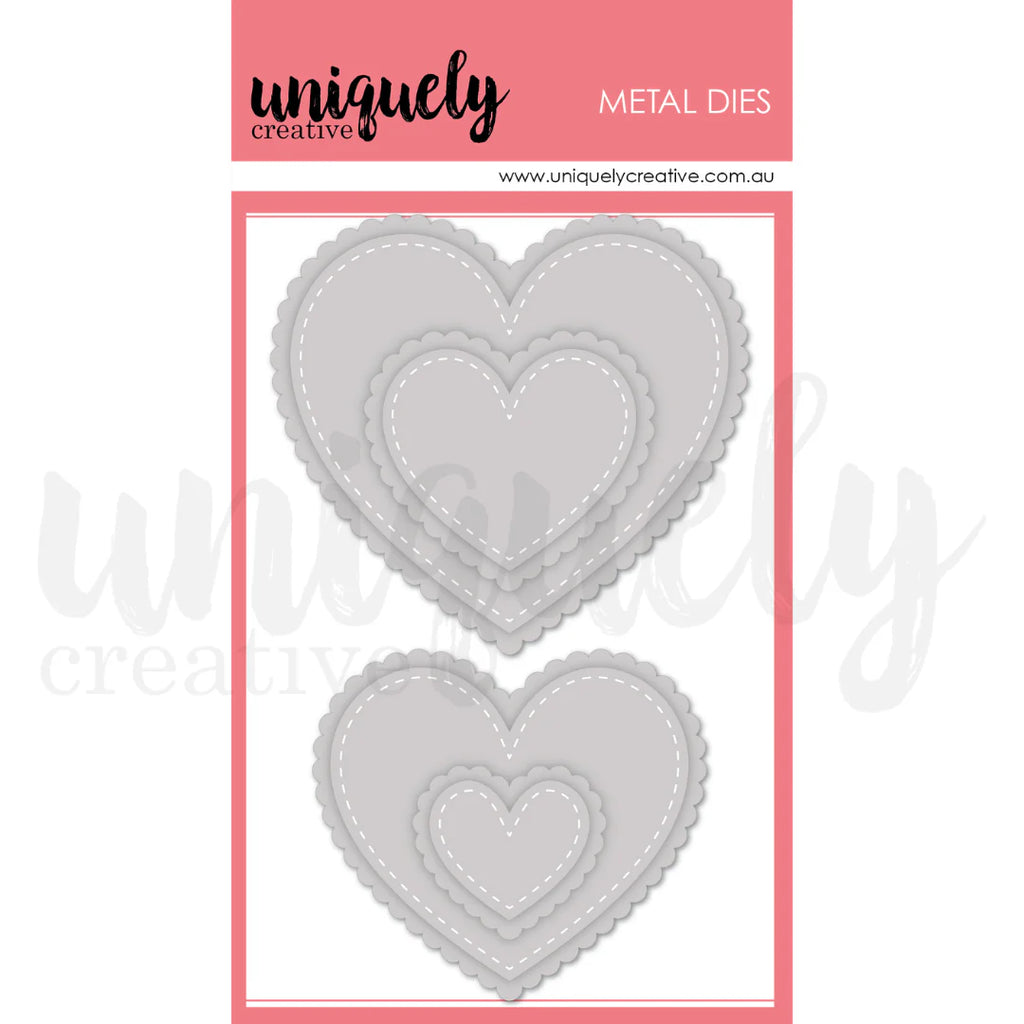 Uniquely Creative stitched nesting & scalloped heart dies