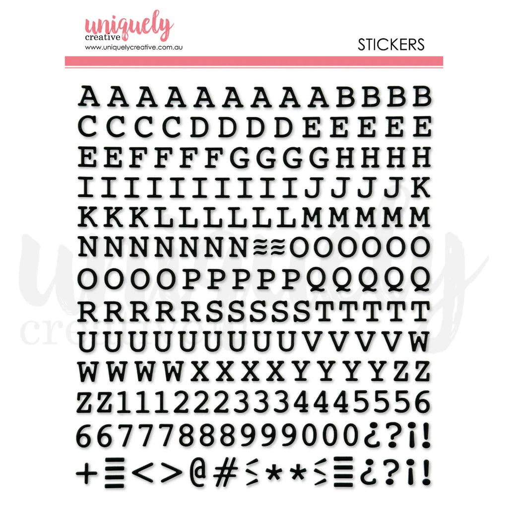 Uniquely Creative puffy black alphabet stickers