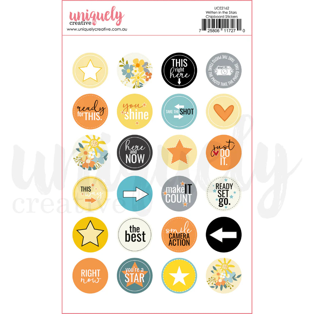 Uniquely Creative 'written in the stars' chipboard stickers