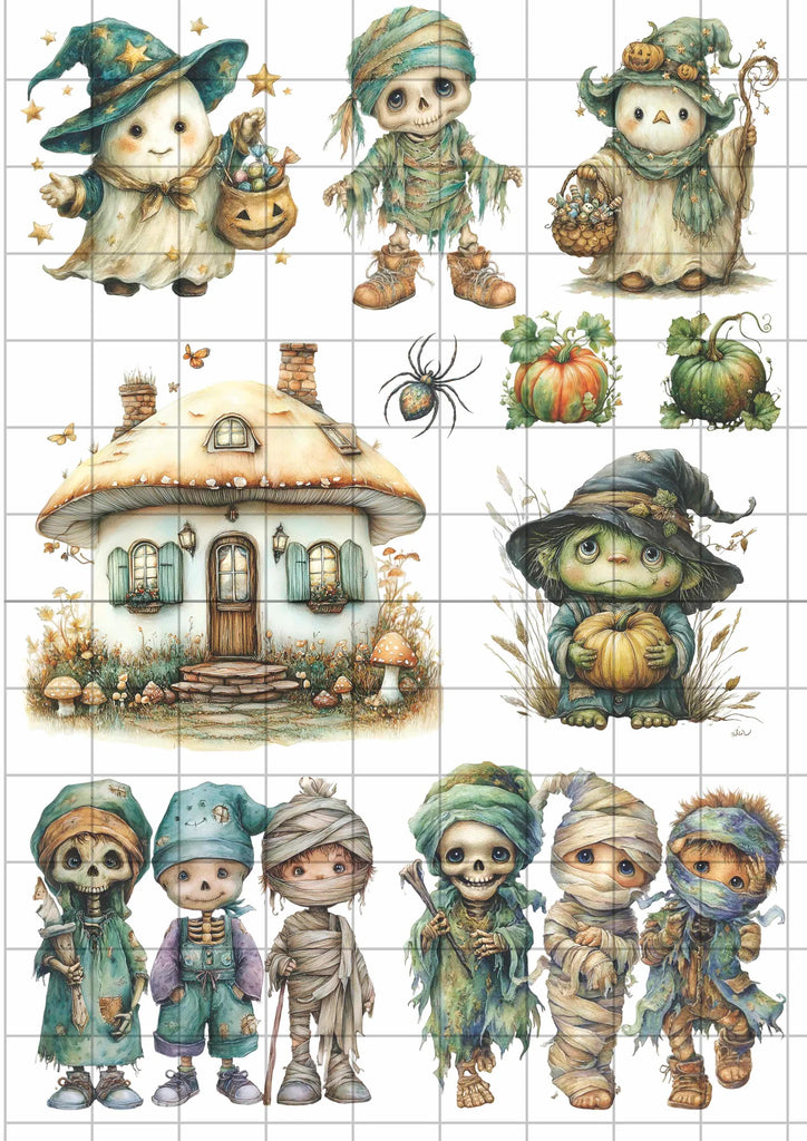 BeeArty A4 cut-apart sheet - zombies