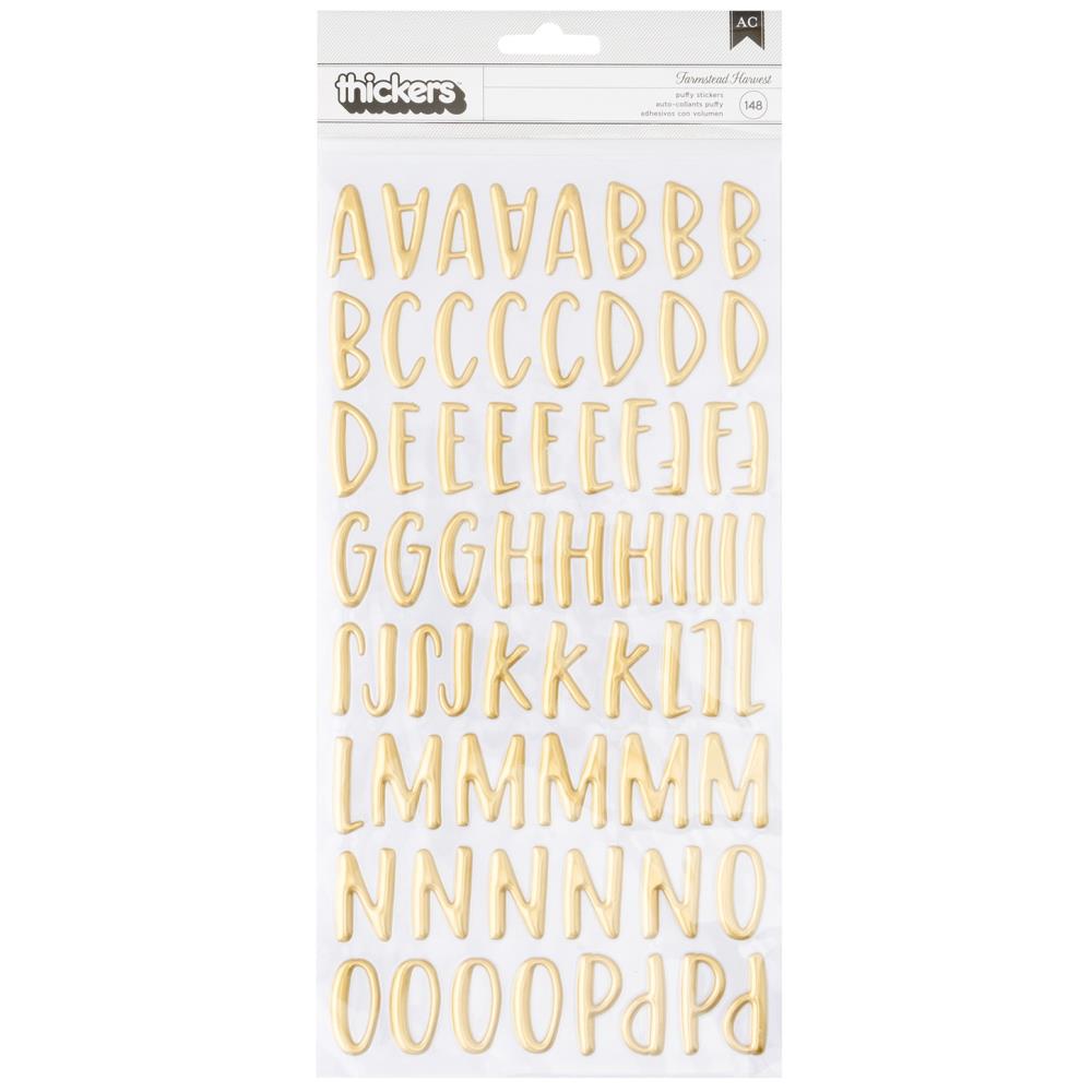 American Crafts 'Farmstead Harvest' gold puffy alphabet stickers