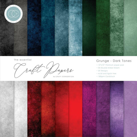 Craft Consortium 'Grunge - dark tones' 12x12 paper pad