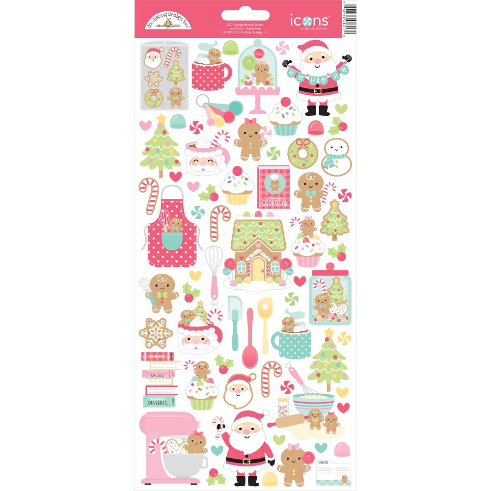 Doodlebug 'Gingerbread kisses' icon cardstock stickers