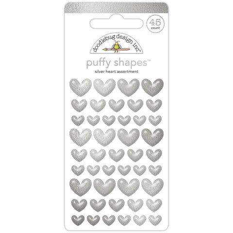 Doodlebug silver hearts puffy stickers