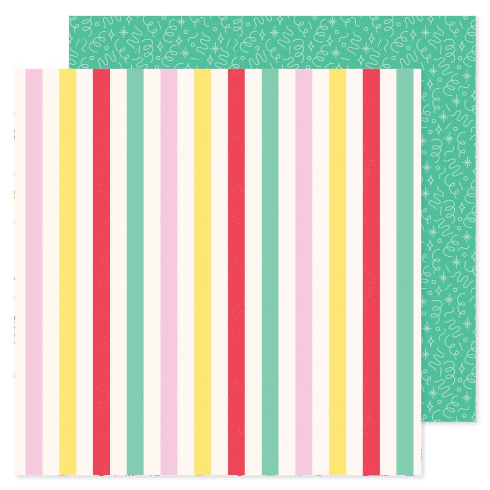 Pebbles 'All the Cake' multi stripes ds patterned paper