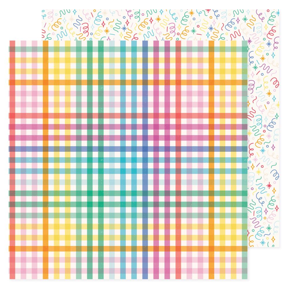 Pebbles 'All the Cake' plaid ds patterned paper