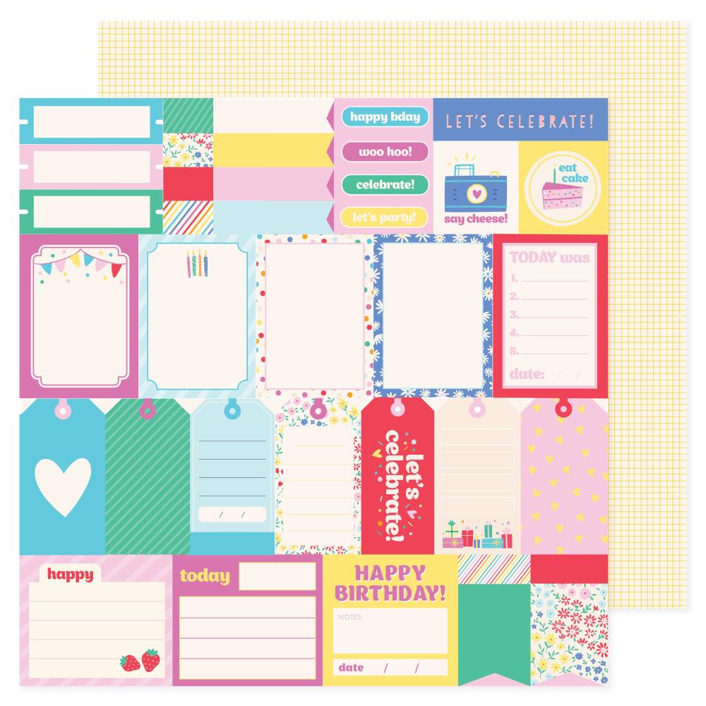 Pebbles 'All the Cake' journaling tags ds patterned paper
