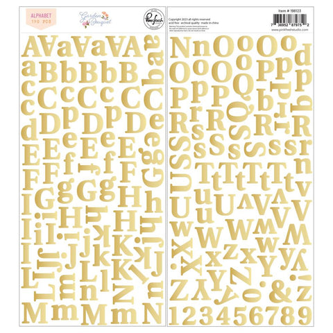 Pink Fresh Studio 'Garden Bouquet' gold puffy alphabet stickers