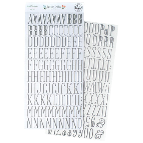 PinkFresh Studio 'Spring Vibes' silver puffy alphabet stickers