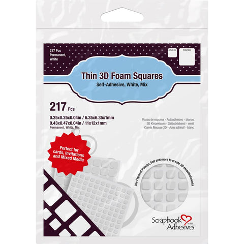 Scrapbook Adhesives white permanent thin 3D foam squares (217p)
