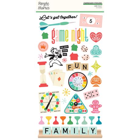 Simple Stories 'Game night' chipboard stickers