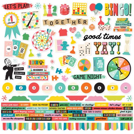 Simple Stories 'Game night' cardstock stickers