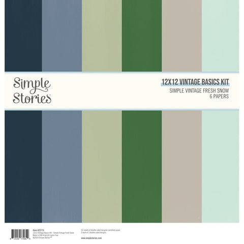 Simple Stories 'Simple vintage basics' fresh snow solid paper pack (6)
