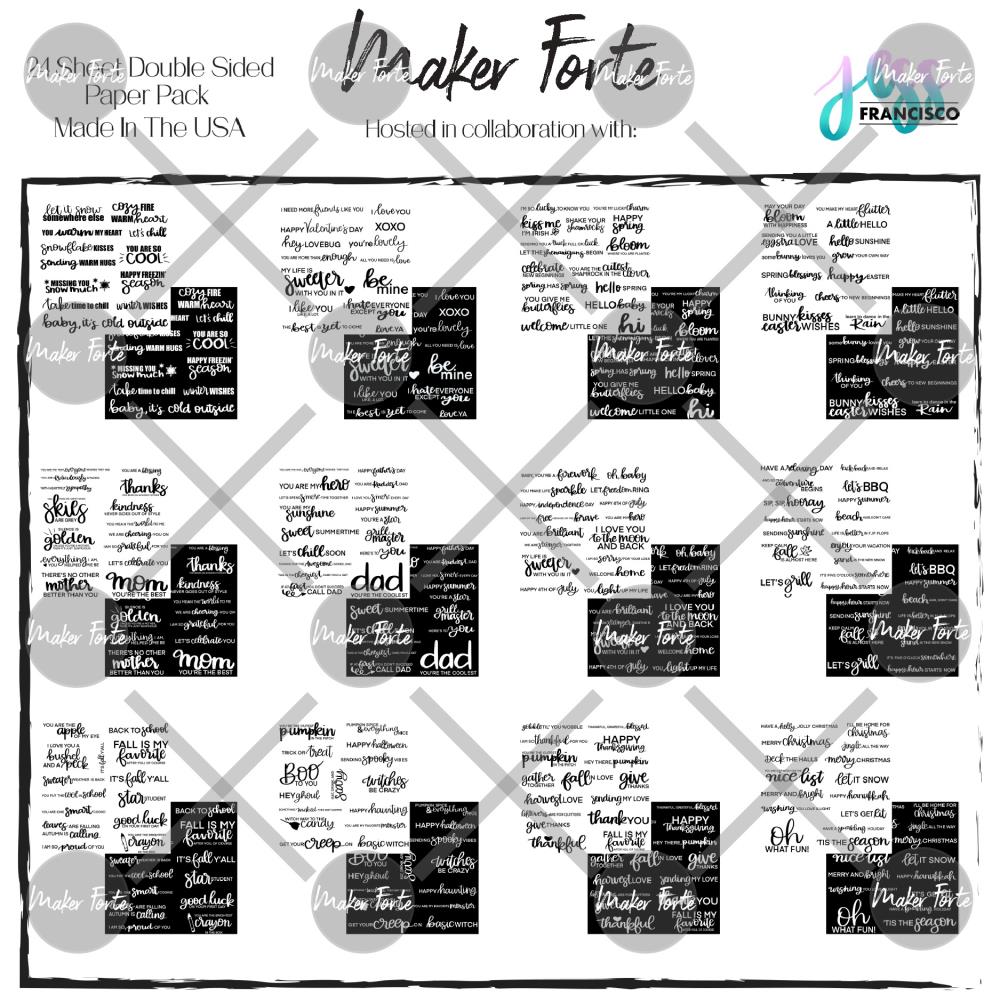 Maker Forte 6x6  All seasons sentiments (double sided) paper pack