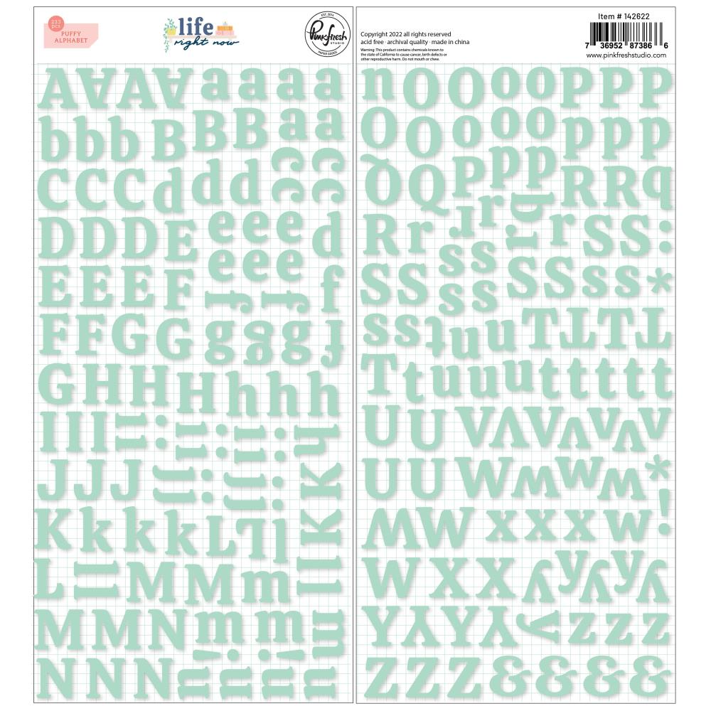 PFS 'Life right now' puffy alphabet stickers