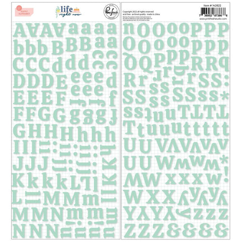 PFS 'Life right now' puffy alphabet stickers