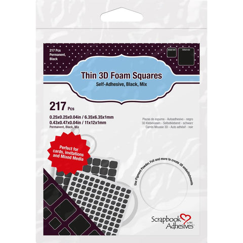 Scrapbook Adhesives black permanent thin 3D foam squares (217p)