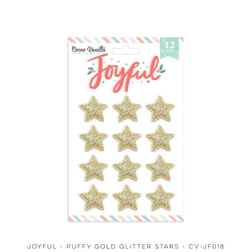 Cocoa Vanilla 'Joyful' gold glitter puffy stars