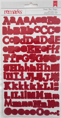 AC Remarks red glitter alphabet stickers