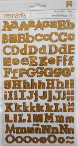 AC Remarks gold glitter alphabet stickers
