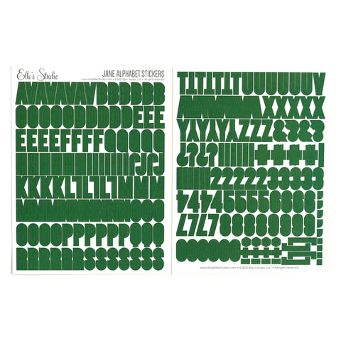 Elle's Studio Jane dark green alphabet stickers