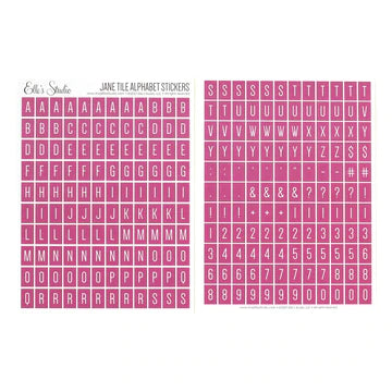 Elle's Studio Jane tile fuchsia alphabet stickers