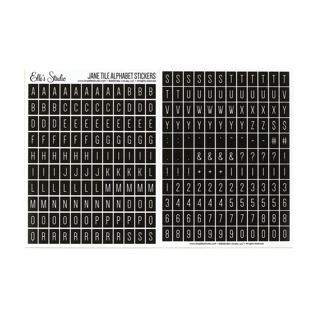 Elle's Studio Jane tile black alphabet stickers